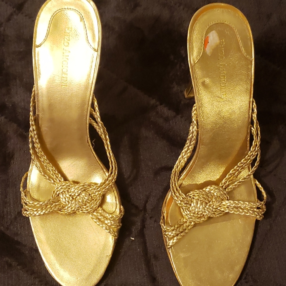 GOLD Leather Enzo Angiolini Mules Heels